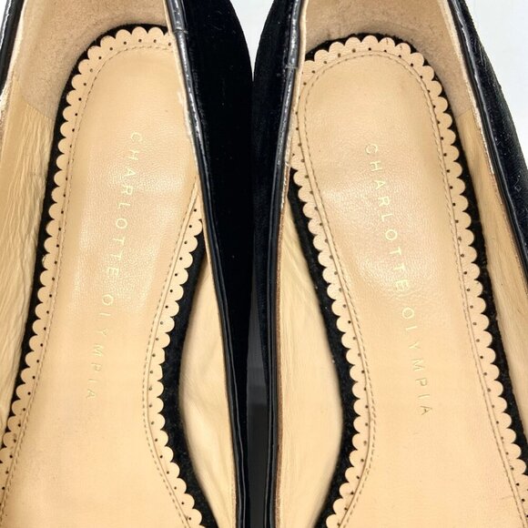 Charlotte Olympia Kitty Cat Black Velvet Flats Loafers Gold, EU 38 US 7.5-8 - Picture 11 of 12